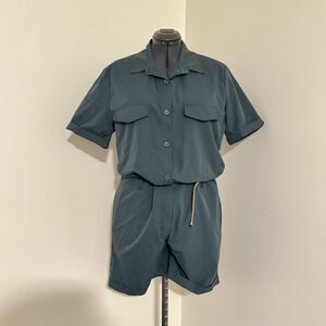 Women's Fitted Jumpsuit Bodysuit Teal Green, Size S